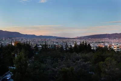 a view of a city with mountains in the background at Luxury Apartment with Exceptional View in Athens