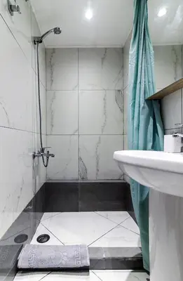 a bathroom with a shower and a sink at Dimosthenis_Loft1 in Athens