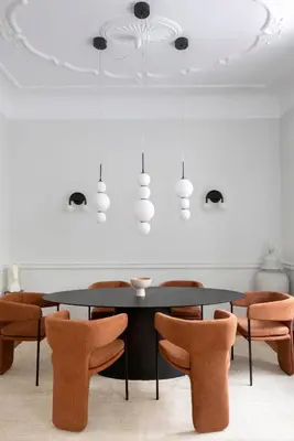 a dining room with a black table and chairs at Acropolis Villa 3BR 9ppl 10 minutes Metro&Museum in Athens