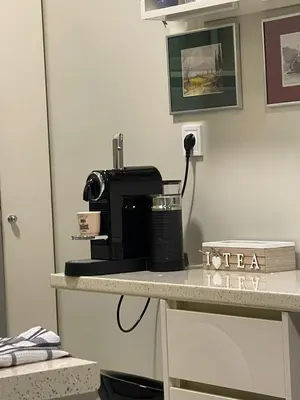 a coffee maker on a counter in a room at Apartment 55 Fix in Athens