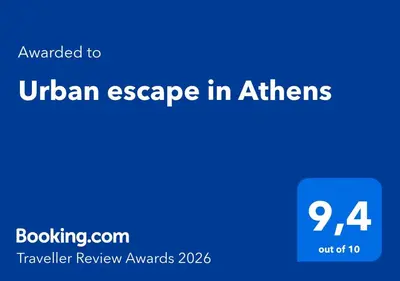 a blue rectangle with the words unavailable to the ukrainian escape in at at Urban escape in Athens in Athens