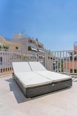 a mattress sitting on top of a roof at Sunny & Luxurious Penthouse with Terrace in Athens