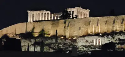 a view of the acropolis at night at LView Acropolis in Athens