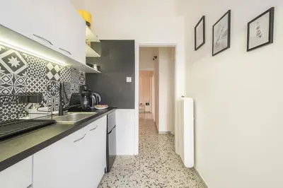 a kitchen with a sink and a counter top at Virona 2nd Floor Greece Apartments in Athens