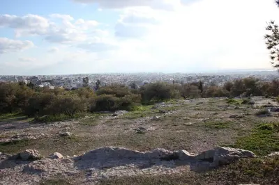 a view of the city from the top of a hill at Agnes apartment Filopappou in Athens