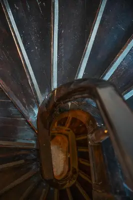 an overhead view of a spiral staircase in a building at Neoclassical Loft in Monastiraki - Acropolis and metro in Athens
