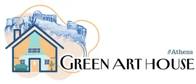 a green art house logo with a house at Green ART House Athens in Athens