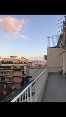 a view of a balcony of a building at Marcy's luxurious Penthouse Marina Zeas in Piraeus
