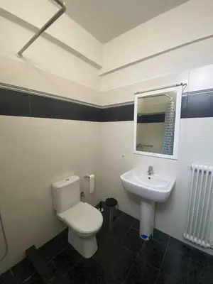 a bathroom with a toilet and a sink at Athina’s apartment in Athens