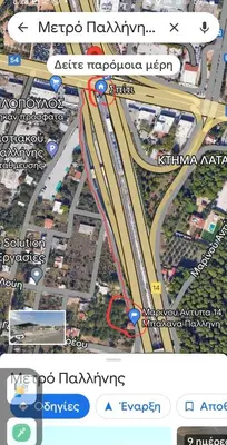 a map of a freeway with a street at Metro Paĺlini Rooms to Rent 20 min to Syntagma 15 minutes to Airport 24 hours train Bus and 200 meter aŵay in Pallíni
