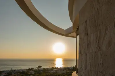a view of the ocean from a building at Saronicos Gulf View in Anavissos in Anavissos
