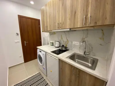a small kitchen with a sink and a dishwasher at Nafousa 1. Nafousa 2 in Athens