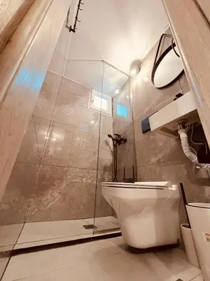a bathroom with a toilet and a shower at Cactus Luxury suite1 in Athens
