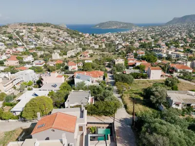 an aerial view of a town with houses at Villa GEM in Porto Rafti