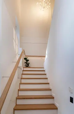 a staircase in a house with a potted plant at Maison 36 Villa in the center of Psyri in Athens