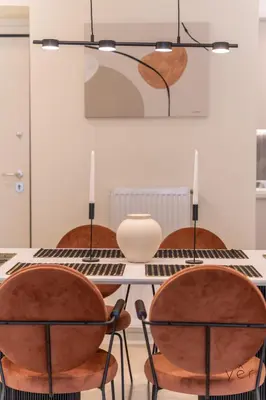 a dining room with a table and chairs at Large 2Bedroom, 2Bathroom Flat with Dining Space & Free Parking in Athens