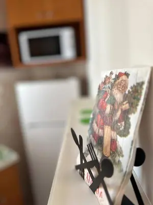 a pair of scissors sitting on top of a table at apartment Alimos near the sea in Alimos