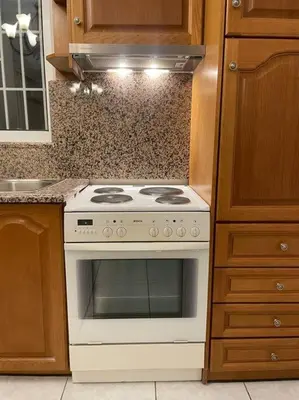 a kitchen with a white stove in a kitchen at DM Apartment 1 in Athens