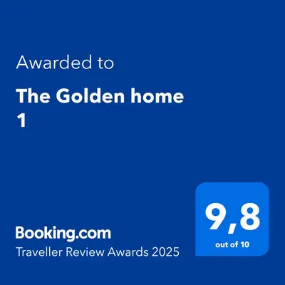 a blue screen with the text awarded to the golden home at The Golden home 1 in Piraeus