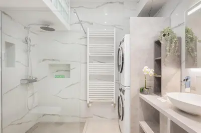 a bathroom with a shower and a sink at Acropolis Urban Life in Athens