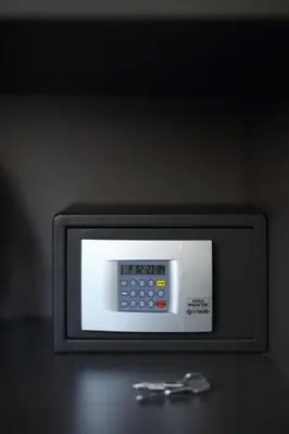 a microwave oven sitting on top of a table at Hector Luxury Suite in Athens