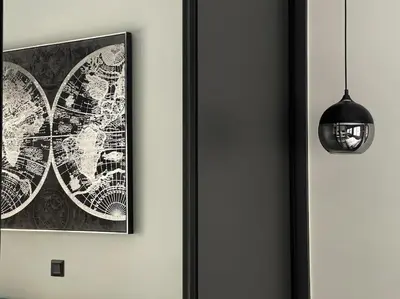 a picture hanging on a wall next to a lamp at Lucky New Home #01 VIPGreece in Athens