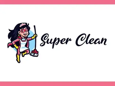 a girl with a broomstick and the words super clean at Triple A - Stylish Seven On The Pedestrian - FREE Parking! in Athens