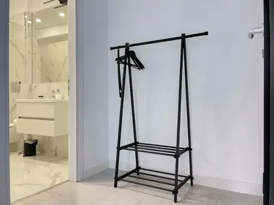 a black stand in a bathroom with a sink at Lucky Premium Home #11 VIPGreece in Athens