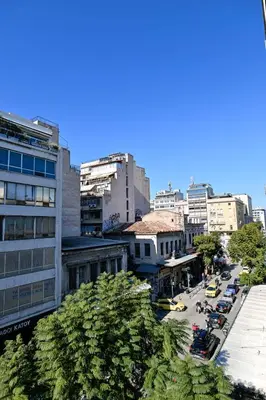 an overhead view of a city street with buildings at Athinas Relax G1 in Athens