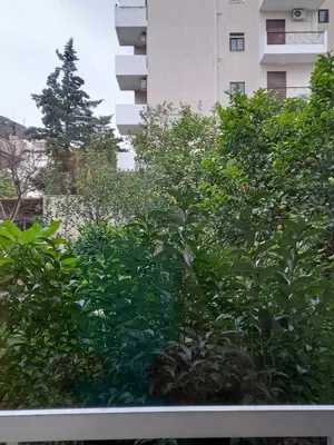 a hedge of trees in front of a building at Citrus dream apartment in Athens