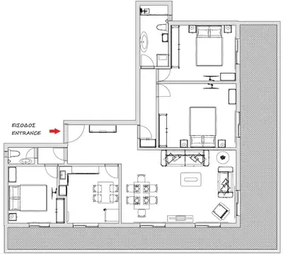 a floor plan of a house at Spacious flat ideal for families in Athens