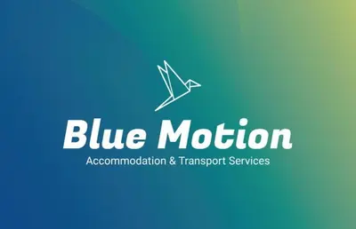 a blue motion logo on a blue background at BlueMotion - CruiseHub 2B in Piraeus