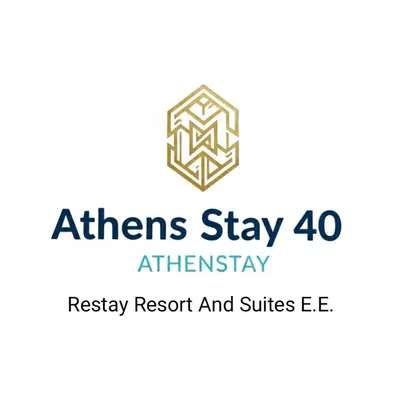 a logo for the athens stay anniversary registry resort and suites ec at Athens Stay 40 in Athens