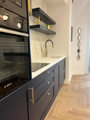 a kitchen with a sink and a stove at White House Vouliagmeni 3-Free Parking ,Near the Sea in Athens