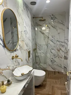 a bathroom with a sink and a mirror at White House Vouliagmeni 3-Free Parking ,Near the Sea in Athens