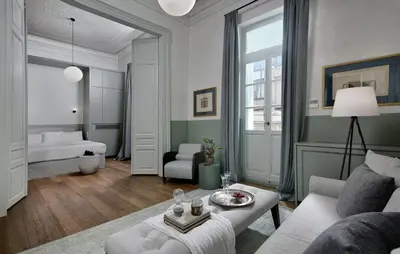 a living room with a couch and a table at Exquisite Athens Apartment 1 Bedroom Apartment Metalicana Balcony in Athens