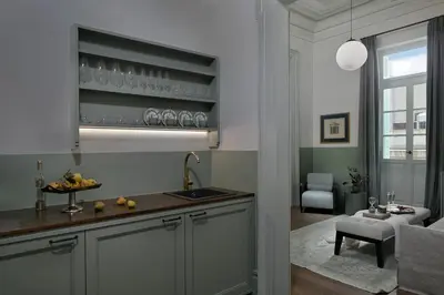 a kitchen with a sink and a counter top at Exquisite Athens Apartment 1 Bedroom Apartment Metalicana Balcony in Athens