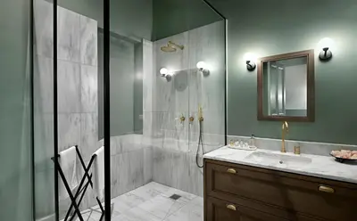 a bathroom with a shower and a sink at Luxury Athens Apartment 2 Bedrooms Apartment Mavis Spacious in Athens