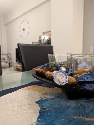 a plate of food on top of a table at Luxury & Spacious Apartment in Athens in Athens