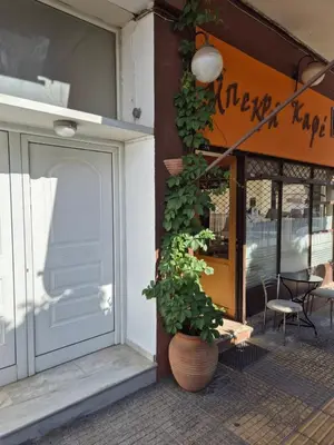a front door of a restaurant with a potted plant at Feel Breeze Athens in Athens