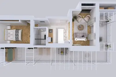 a rendering of a floor plan of a house at Victoria Luxury Suite - Private Jacuzzi & Terrace in Athens
