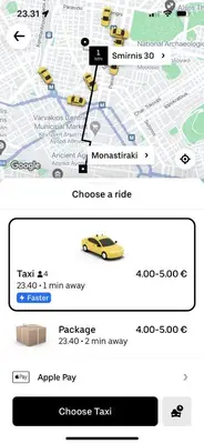 a screenshot of a cell phone with a car on a map at Victoria Luxury Suite - Private Jacuzzi & Terrace in Athens
