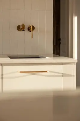 a white dresser with a mirror on top of it at Victoria Luxury Suite - Private Jacuzzi & Terrace in Athens