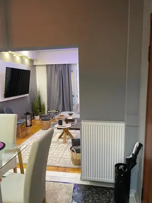 a living room with a white radiator in a room at Maria's luxury apartment in Athens