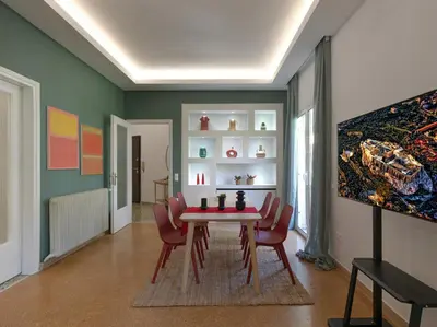 a dining room with a table and chairs at Stylish Sanctuary, Pangrati Gem Refurbished in Athens