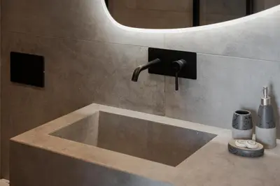 a bathroom with a sink and a mirror at Athenian Riviera Seaside Suite in Athens