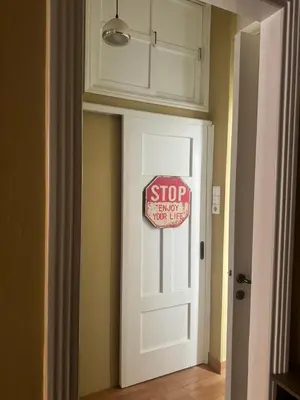 a stop sign on a door in a room at ATHENS CITY THEMIS 4 in Athens