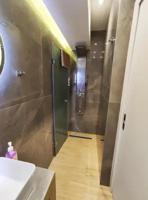 a bathroom with a shower and a sink at Athens Stay 15 in Athens