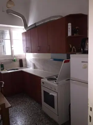 a small kitchen with a stove and a refrigerator at Relax & Enjoy in Athens