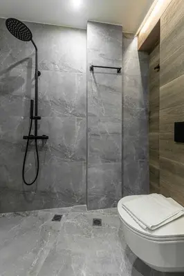a bathroom with a shower and a toilet at Stylish Living-Ioli in Athens